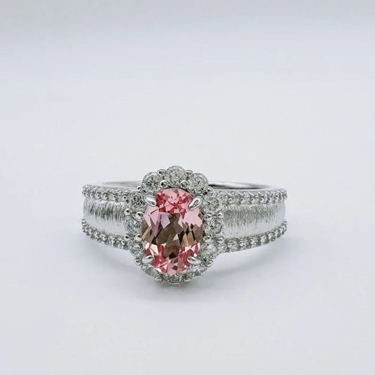 Vintage Silver & Light Pink Gemstone Adjustable Ring-Ariette Jewelry