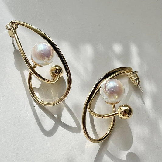 Vintage Gold Pearl Teardrop Earrings-Ariette Jewelry