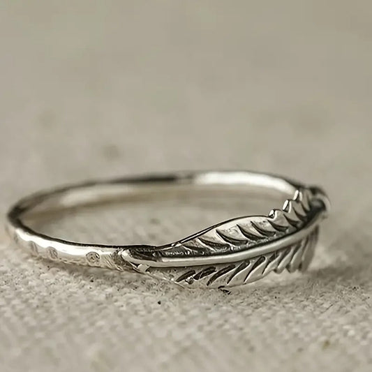 Vintage Silver Feather Ring-Ariette Jewelry