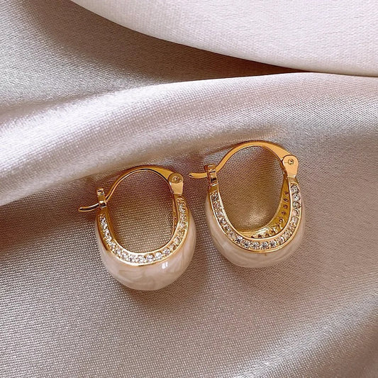 Vintage Gold Hoop Pendant Earrings-Ariette Jewelry