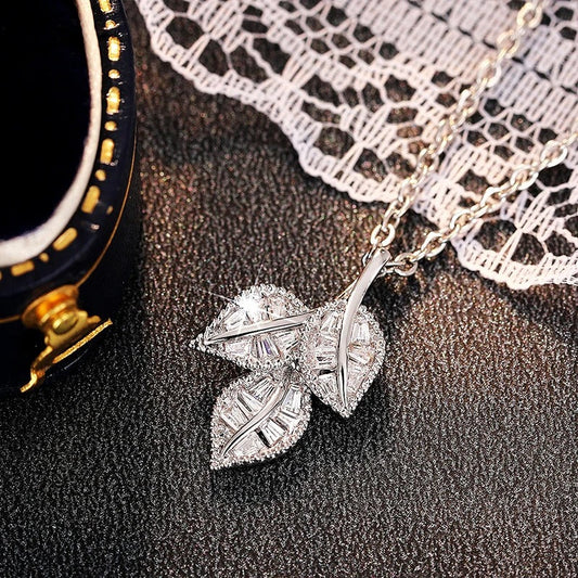 Silver Baguette Crystal Necklace-Ariette Jewelry