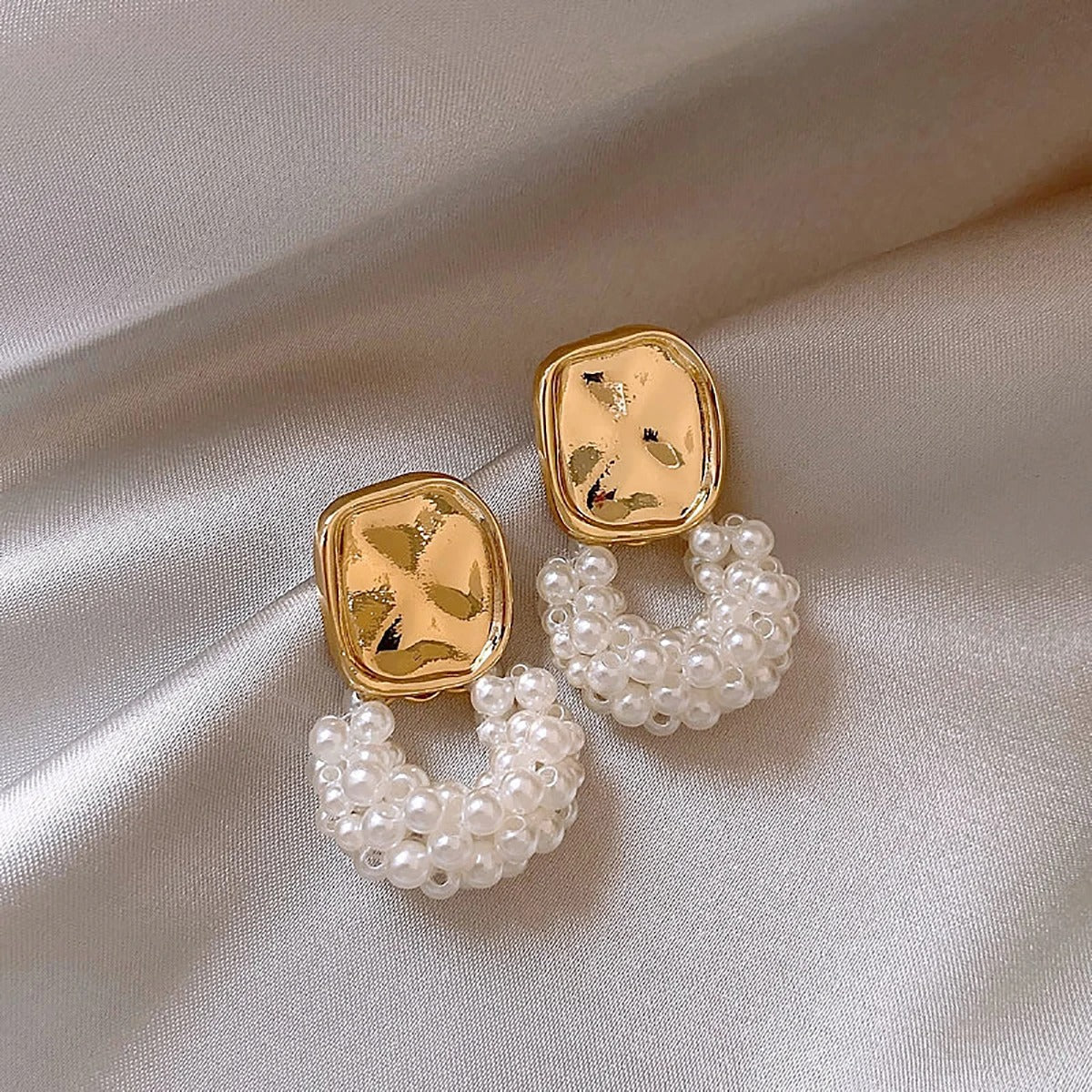 Vintage Gold & Pearl Rope Pendant Earrings-Ariette Jewelry
