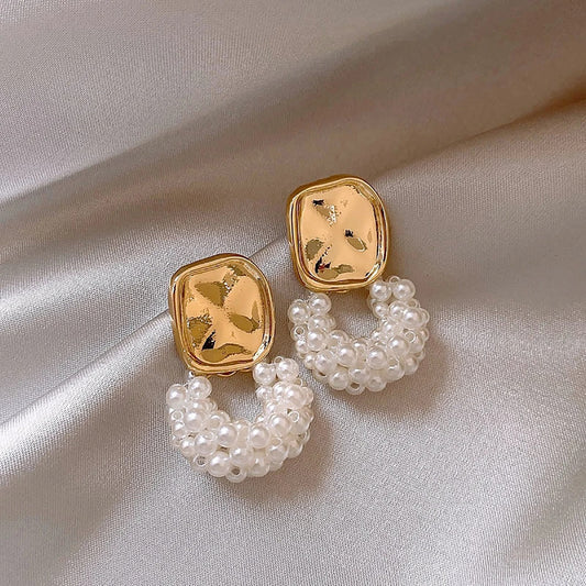 Vintage Gold & Pearl Rope Pendant Earrings-Ariette Jewelry