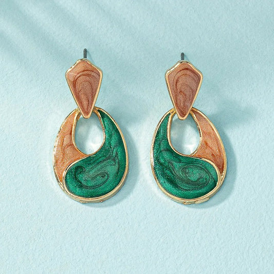 Vintage Gold Swirl Patchwork Drop Earrings-Ariette Jewelry