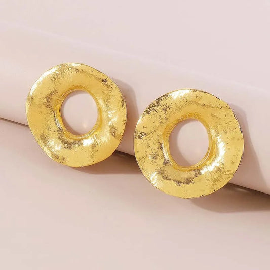 Vintage Gold Artistic Open-Circle Earrings-Ariette Jewelry