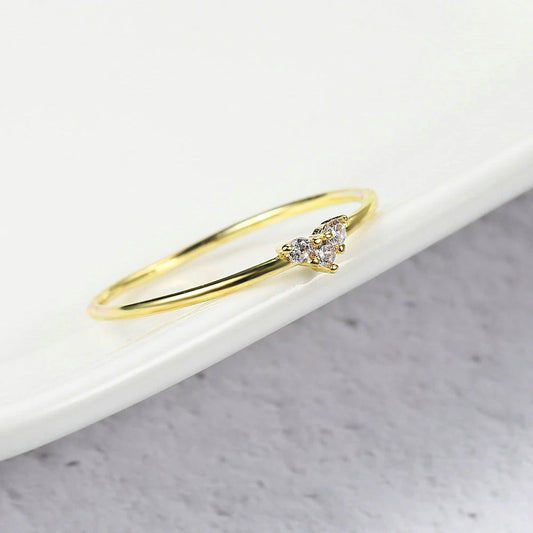 Classic Gold Triple Sparkling Stone Ring-Ariette Jewelry