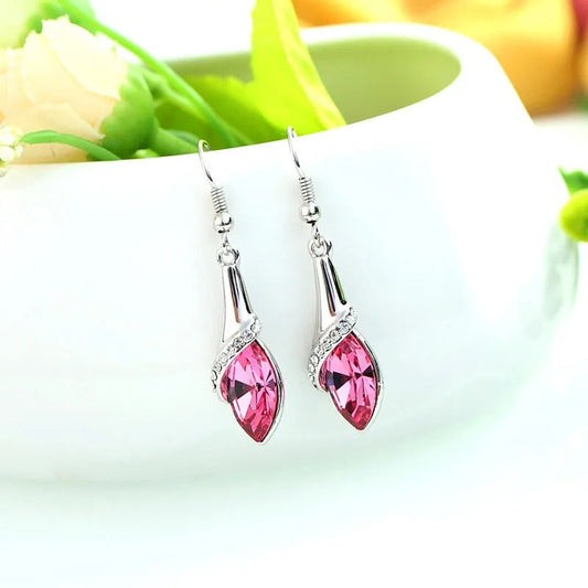 Vintage Silver Pink Gemstone Earrings-Ariette Jewelry