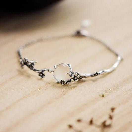 Vintage Silver Flower Branch Bracelet-Ariette Jewelry