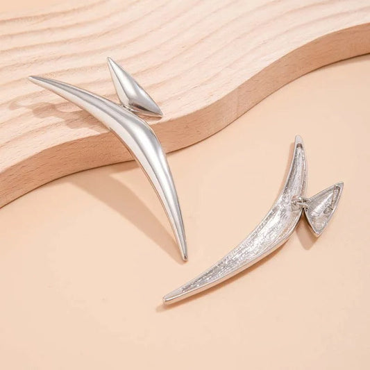Vintage Silver Sleek Curve Earrings-Ariette Jewelry