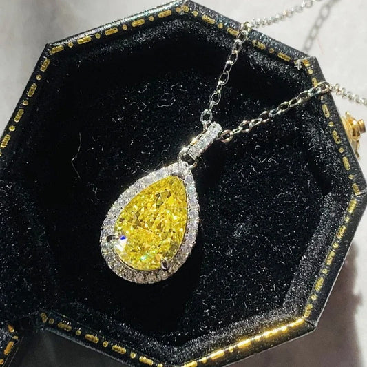Silver Yellow & White Crystal Necklace-Ariette Jewelry