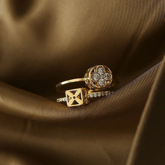 Vintage Gold Double Layer Adjustable Ring-Ariette Jewelry