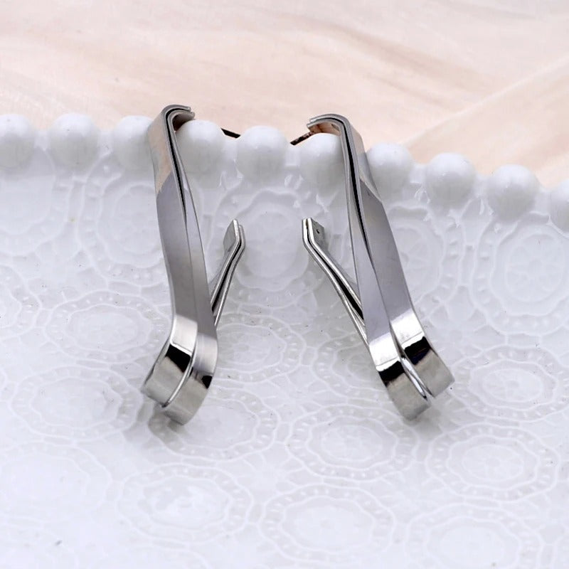 Vintage Silver Irregular Twist Dangle Earrings-Ariette Jewelry