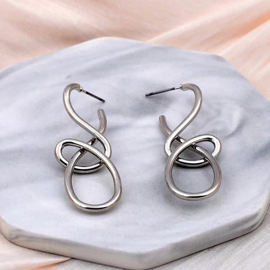 Vintage Twist Knit Knot Silver Earrings-Ariette Jewelry