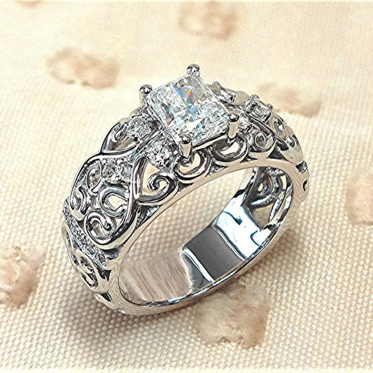 Vintage Silver Marquise Crystal Ring-Ariette Jewelry