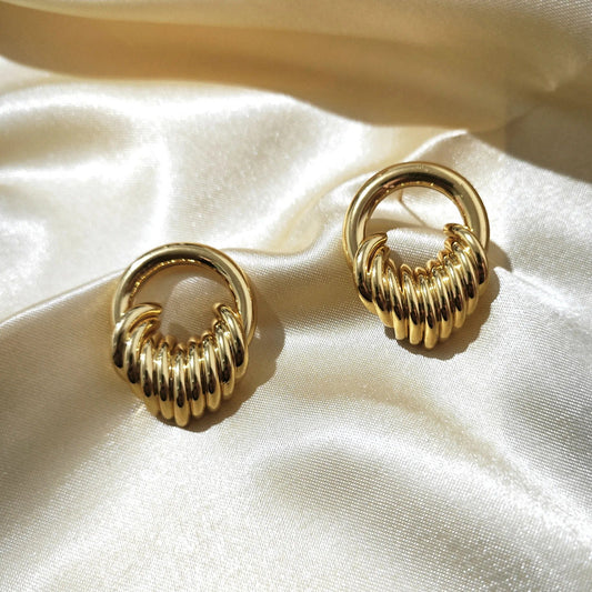 Gold Coil Hoop Spiral Earrings-Ariette Jewelry