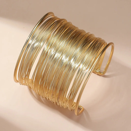 Gold Coil Wire Cuff Open Bracelet-Ariette Jewelry
