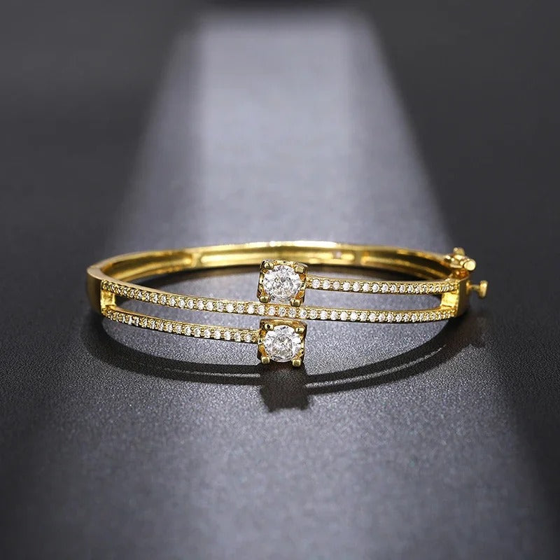 Vintage Gold Crystal Bangle Bracelet-Ariette Jewelry
