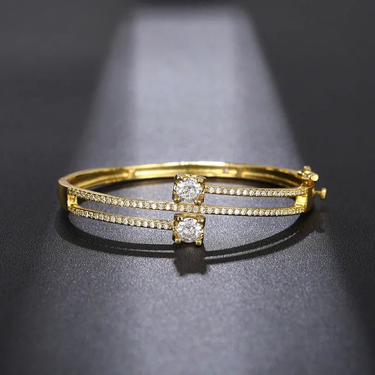 Vintage Gold Crystal Bangle Bracelet-Ariette Jewelry