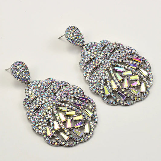 Vintage Crystal Shell Silver Earrings-Ariette Jewelry
