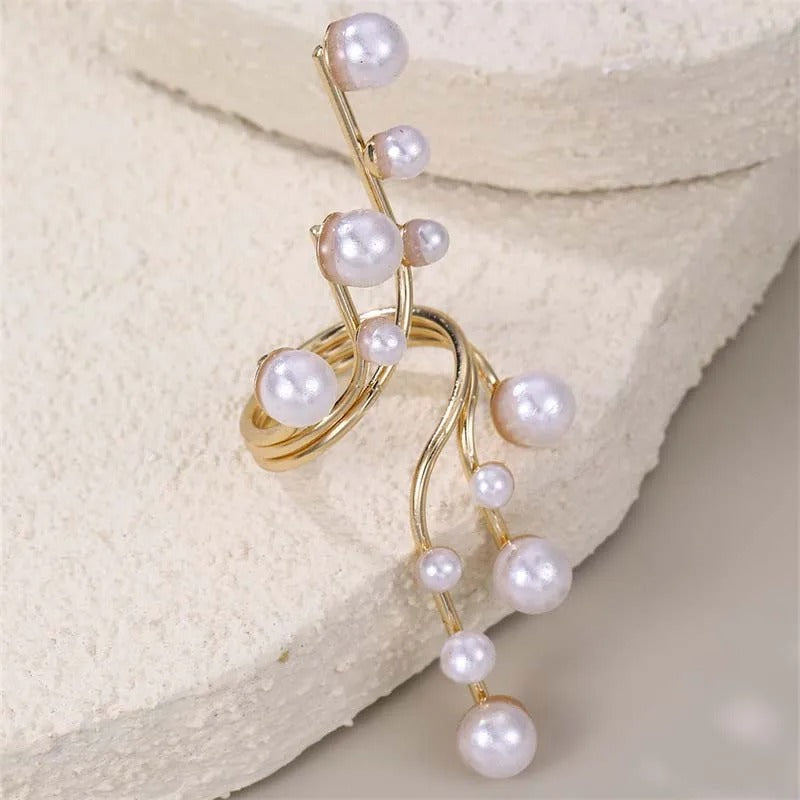 Vintage Gold & Pearl Cluster Open Ring-Ariette Jewelry