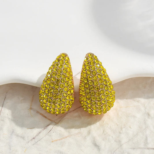 Gold Vintage Yellow Gemstone Stud Earrings-Ariette Jewelry