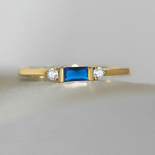 Gold Stunning Blue Center & Shimmering Ring-Ariette Jewelry