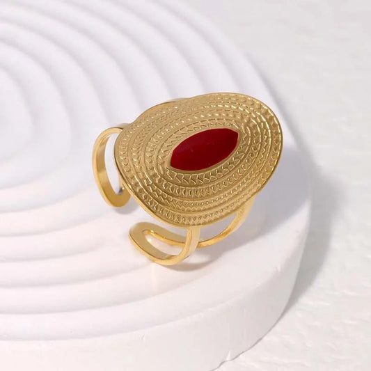 Classic Gold & Red Stone Versatile Adjustable Ring-Ariette Jewelry