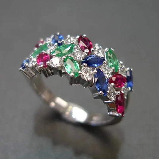Vintage Dazzling Multi-Stone Colorful Ring-Ariette Jewelry