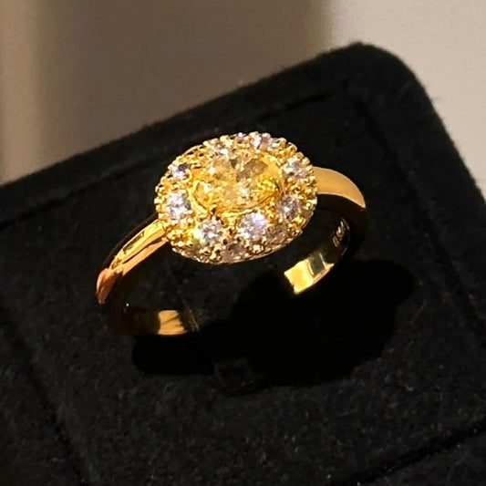Classic Vintage Gold & Yellow Oval Gemstone Adjustable Ring-Ariette Jewelry