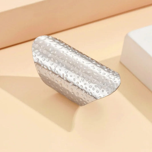 Vintage Silver Hammered Design Adjustable Ring-Ariette Jewelry