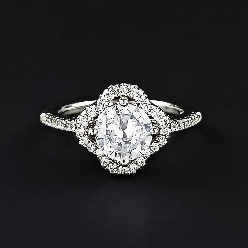 Vintage Silver & Floral Gemstone Diamond Ring-Ariette Jewelry