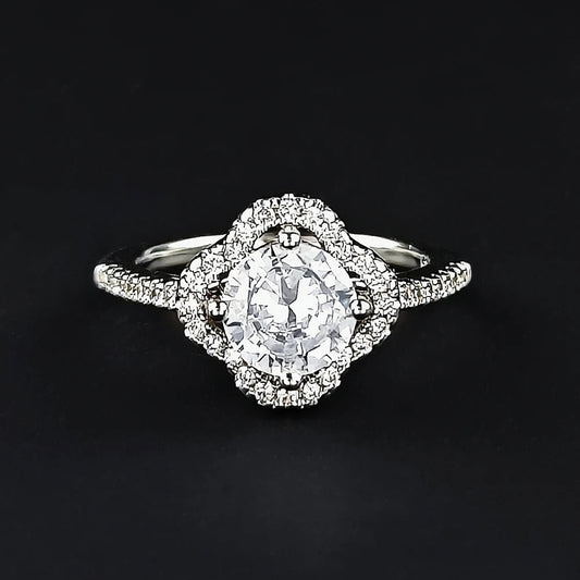 Vintage Silver & Floral Gemstone Diamond Ring-Ariette Jewelry