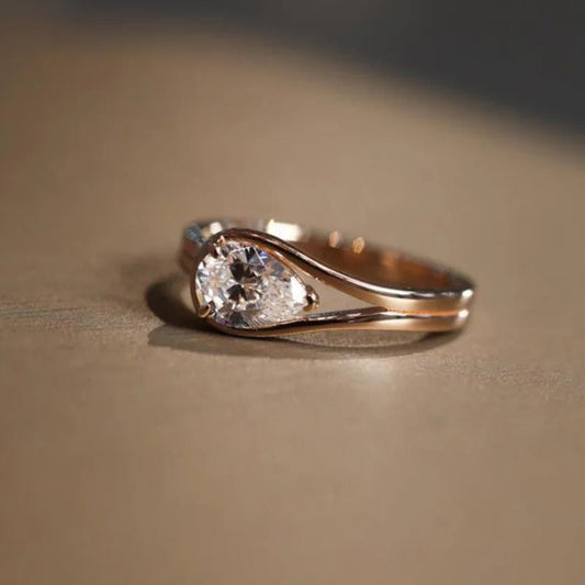 Timeless Rose Gold & Pear-Shaped Solitaire Adjustable Ring-Ariette Jewelry