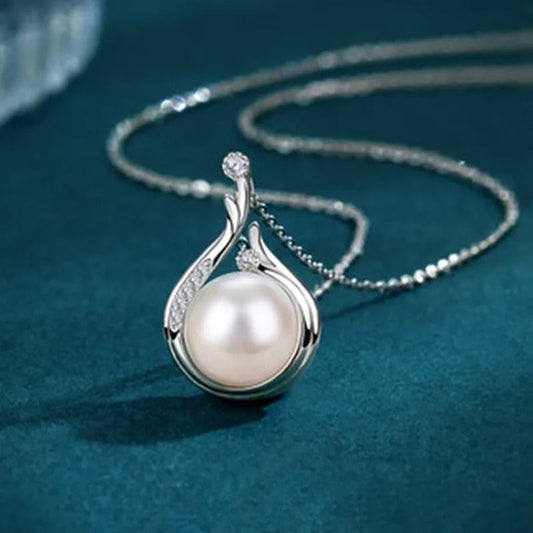 Vintage Silver Teardrop Pearl Necklace-Ariette Jewelry