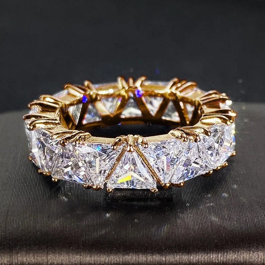 Vintage Gold Triangular Stone Eternity Ring-Ariette Jewelry
