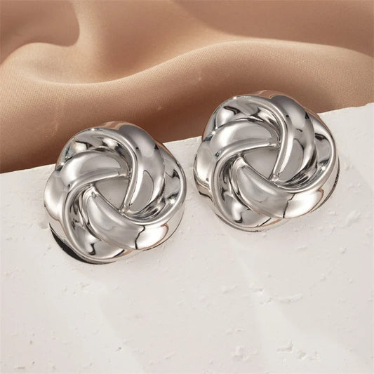 Classic Silver Knot-Shaped Stud Earrings-Ariette Jewelry