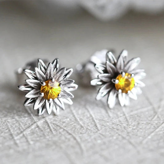 Vintage Silver Floral Charm Earrings-Ariette Jewelry