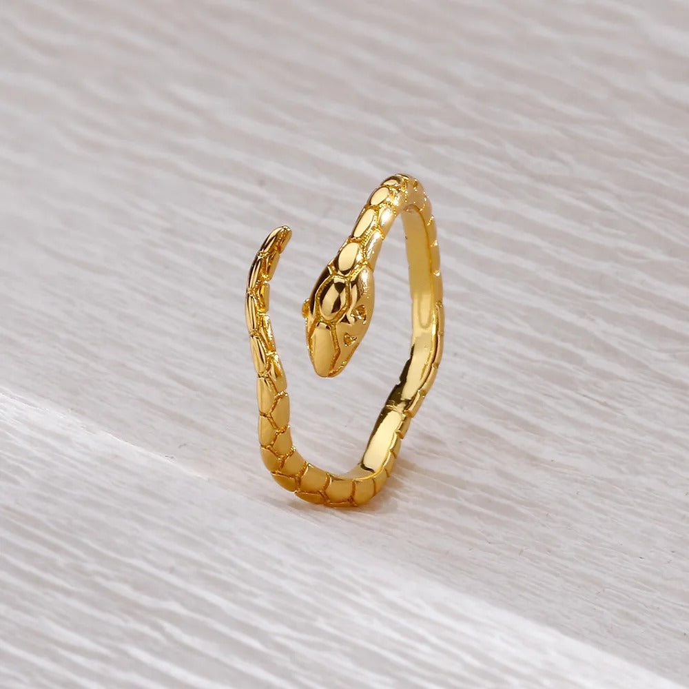 Vintage Gold Snake Wrap Adjustable Ring-Ariette Jewelry