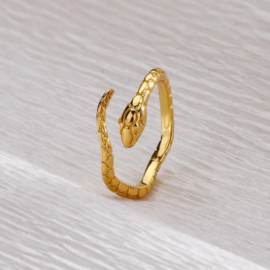 Vintage Gold Snake Wrap Adjustable Ring-Ariette Jewelry