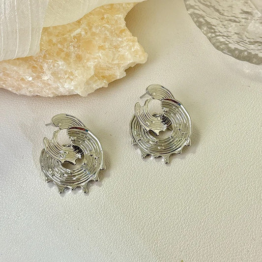 Vintage Silver Sculpted Swirl Earrings-Ariette Jewelry