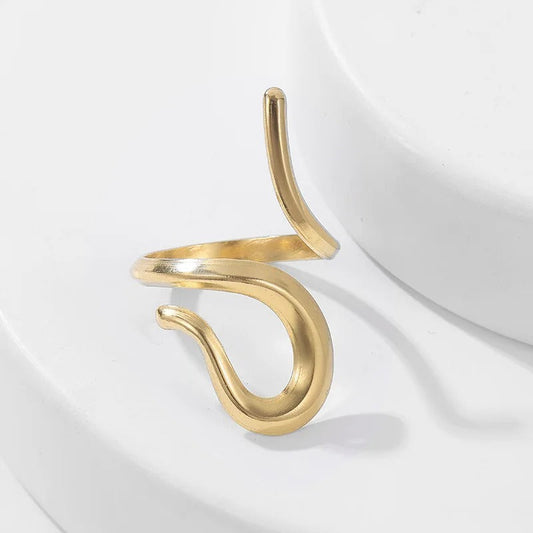 Gold Abstract Twisted Design Open Ring-Ariette Jewelry