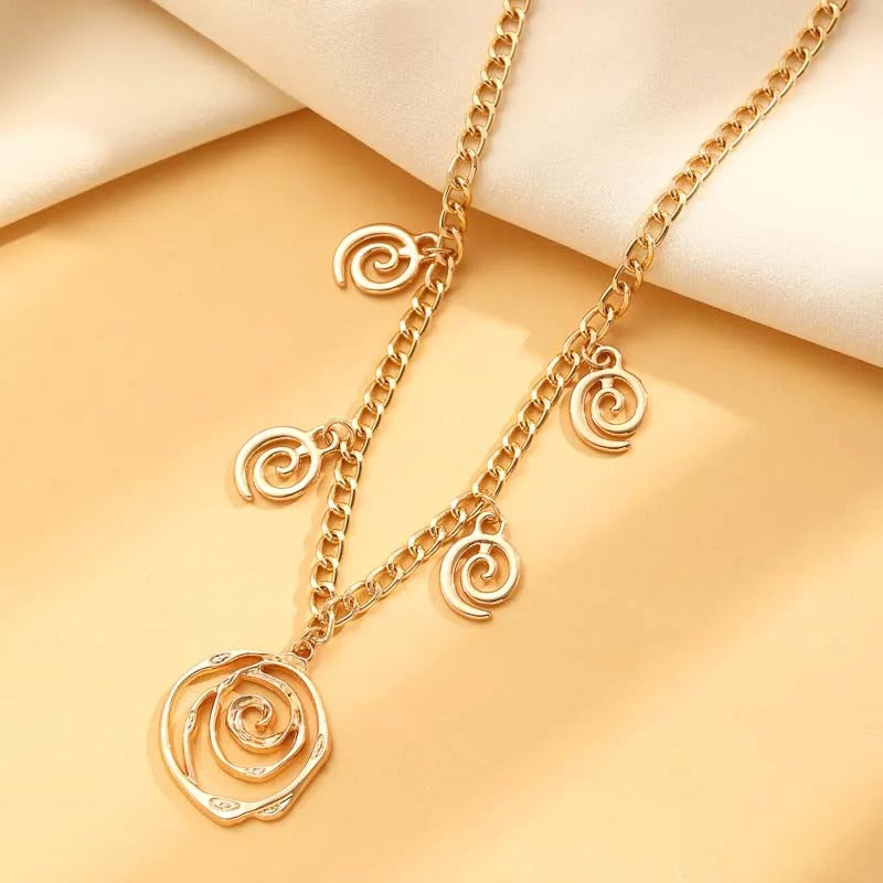 Gold Spiral Swirl Charm Necklace-Ariette Jewelry