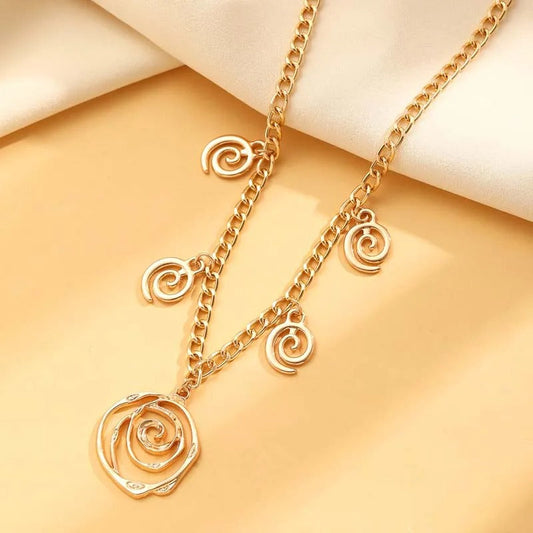 Gold Spiral Swirl Charm Necklace-Ariette Jewelry