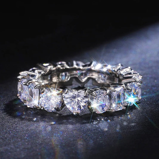 Heart-Shaped & Square Diamond Band Ring-Ariette Jewelry
