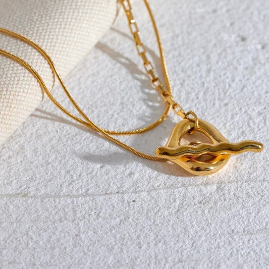 Vintage Gold Layered Pendant Necklace-Ariette Jewelry