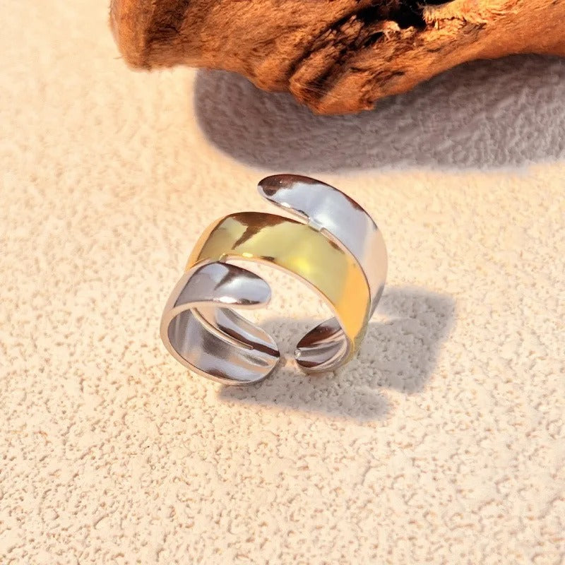 Gold & Silver Spiral Adjustable Ring-Ariette Jewelry