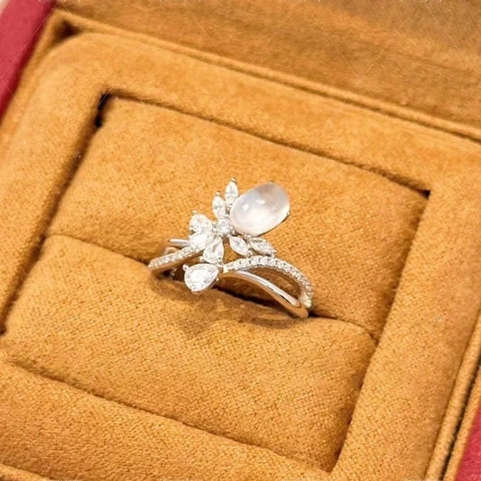 Classic Silver & White Moonstone Butterfly Adjustable Ring-Ariette Jewelry