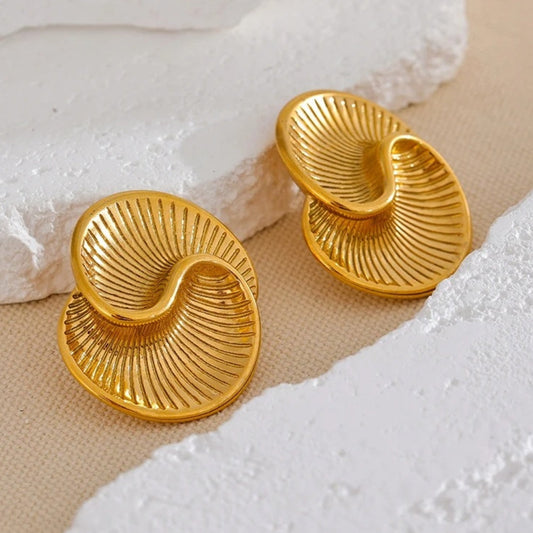 Gold Abstract Swirl Statement Earrings-Ariette Jewelry
