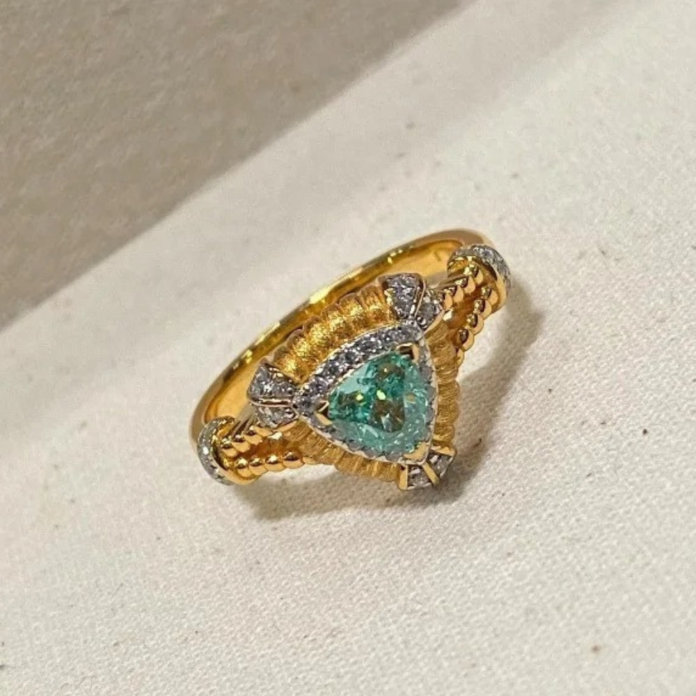 Classic Triangular Gorgeous Mint Green Adjustable Ring-Ariette Jewelry