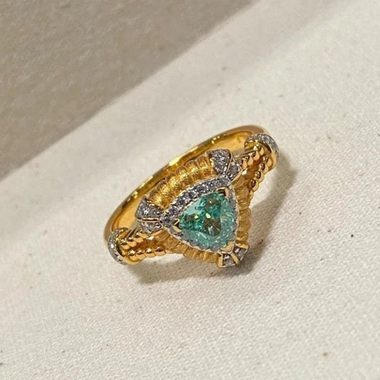 Classic Triangular Gorgeous Mint Green Adjustable Ring-Ariette Jewelry